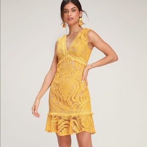 RYSE Michi Golden Yellow LaceMini Dress